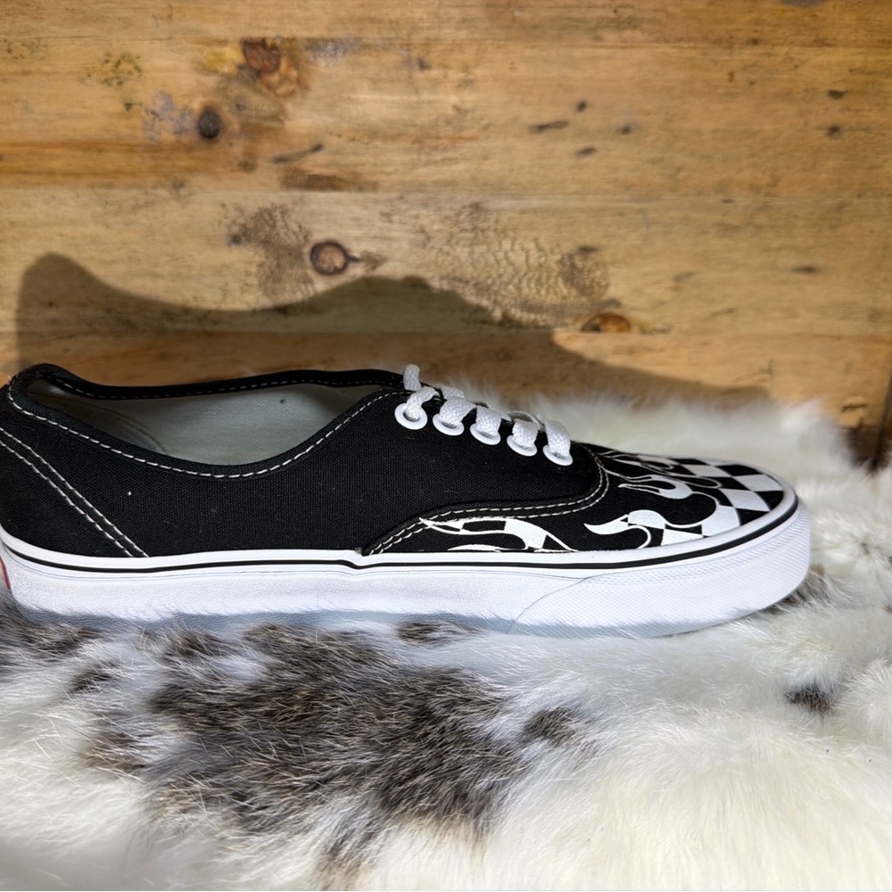 Vans Black and White Flame Checkered Sneakers - Picture 7 of 11